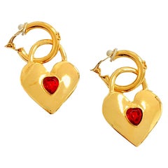 CHANEL Golden Heart Vintage Earrings 