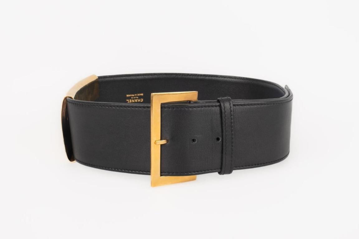 Women's Chanel Golden Metal and Black Leather 'Boxer' Belt, 1997
