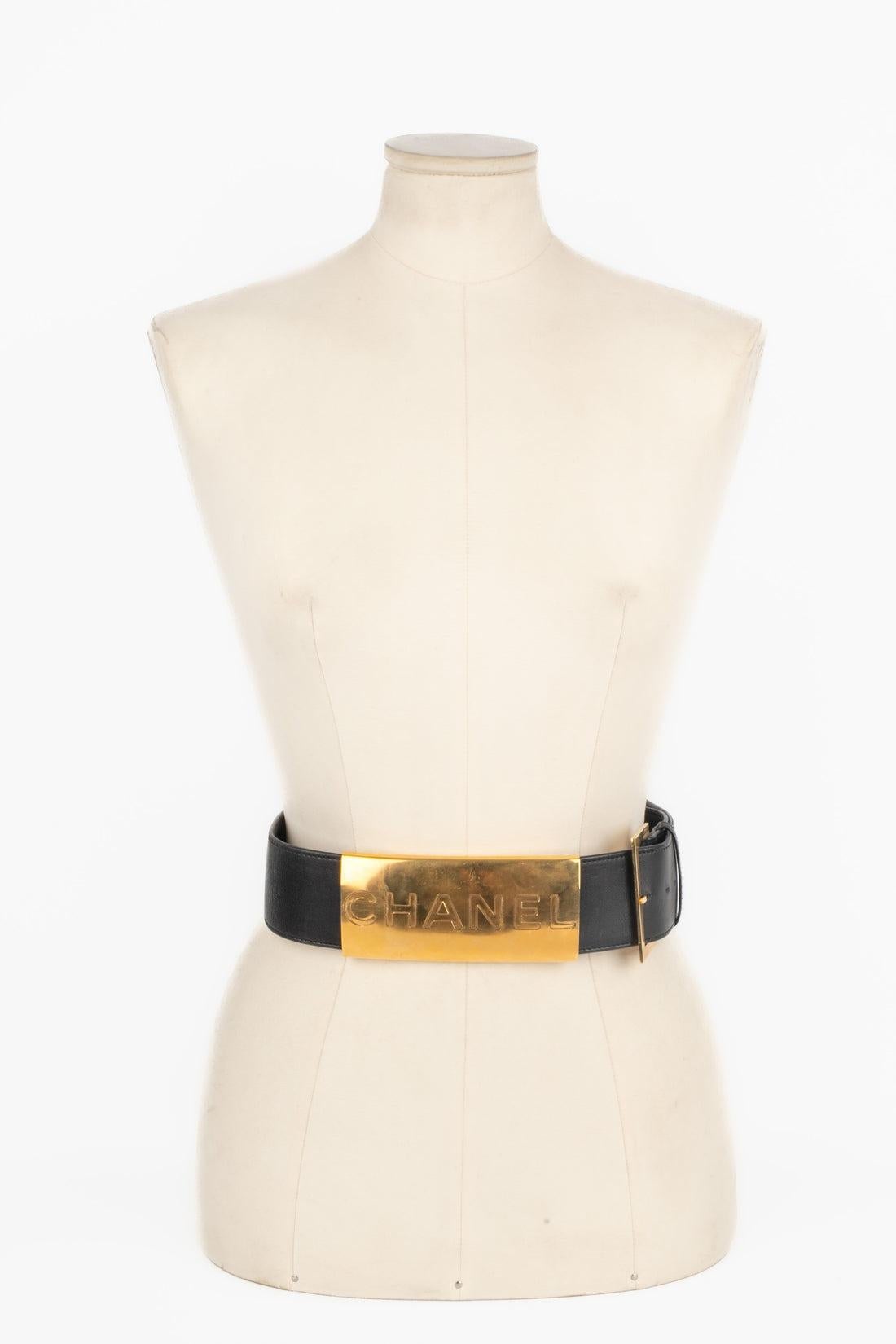 Chanel Golden Metal and Black Leather 'Boxer' Belt, 1997 1