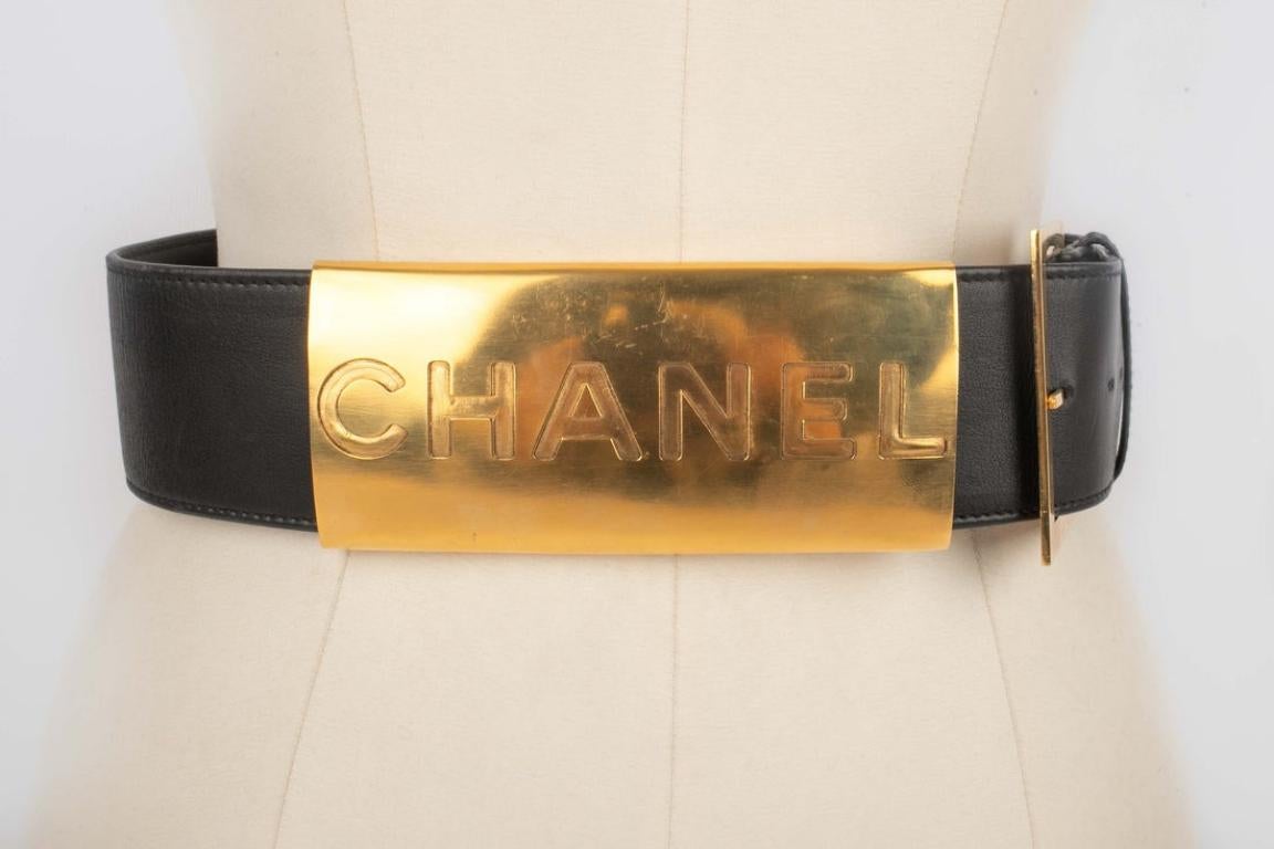 Chanel Golden Metal and Black Leather 'Boxer' Belt, 1997 2