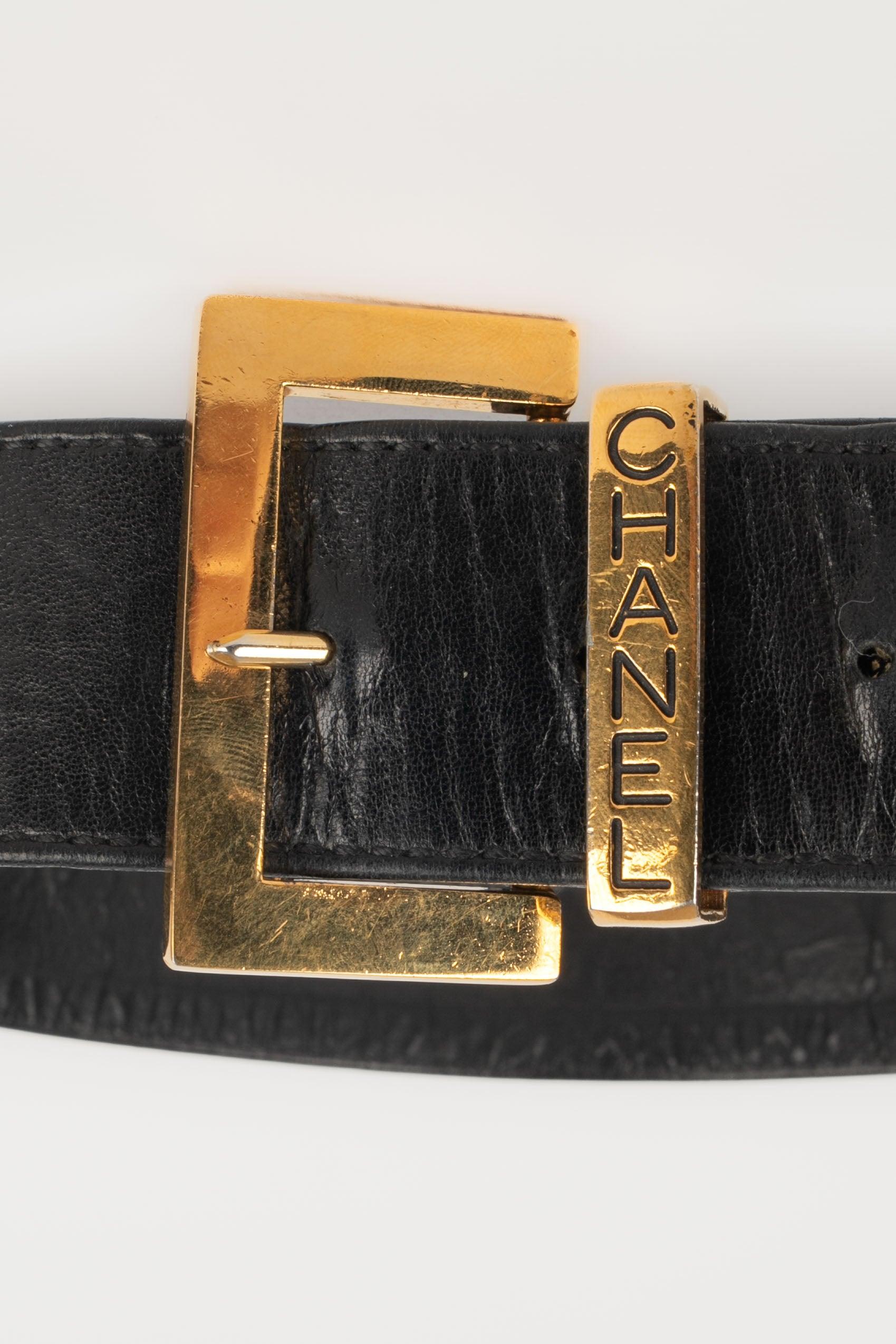 Chanel Golden Metal and Leather Belt, 1990s 2