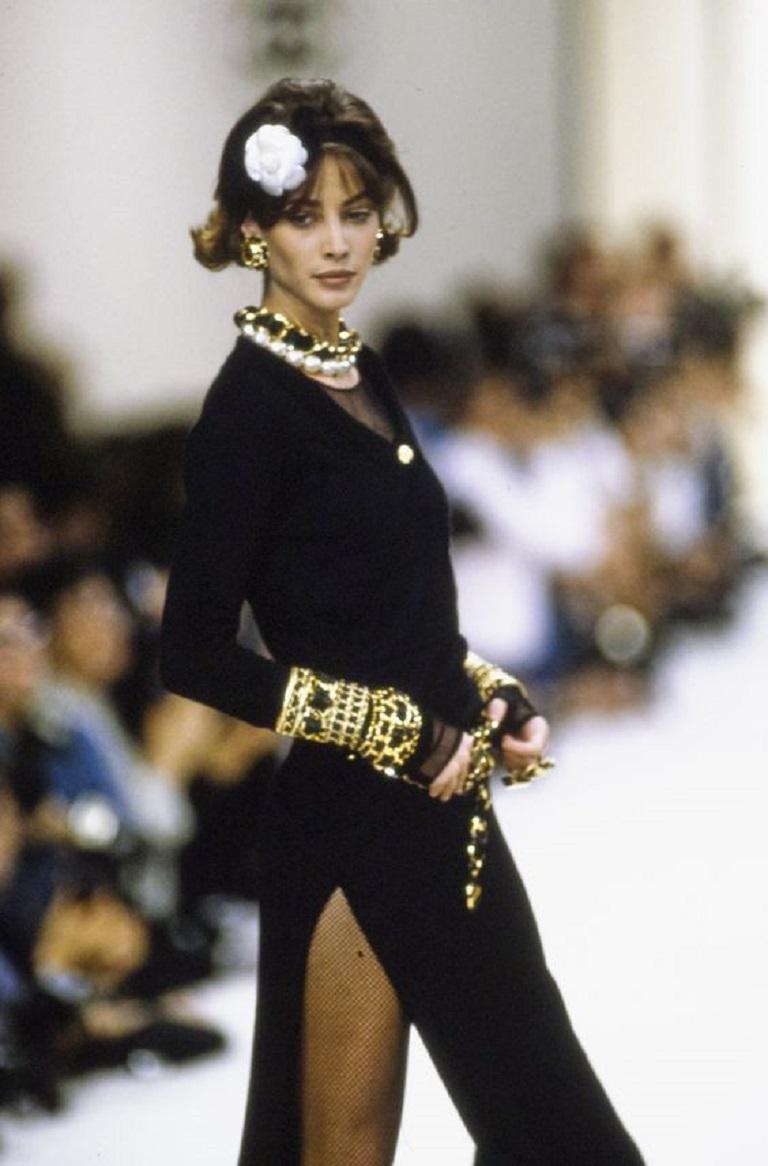 Chanel Golden Metal and Leather Cuff Bracelet with Chains, 1991 7