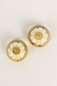 Chanel Golden Metal and Transparent Resin Clip Earrings