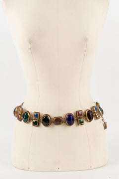 Chanel Golden Metal Belt Ornamented with Cabochons Haute Couture
