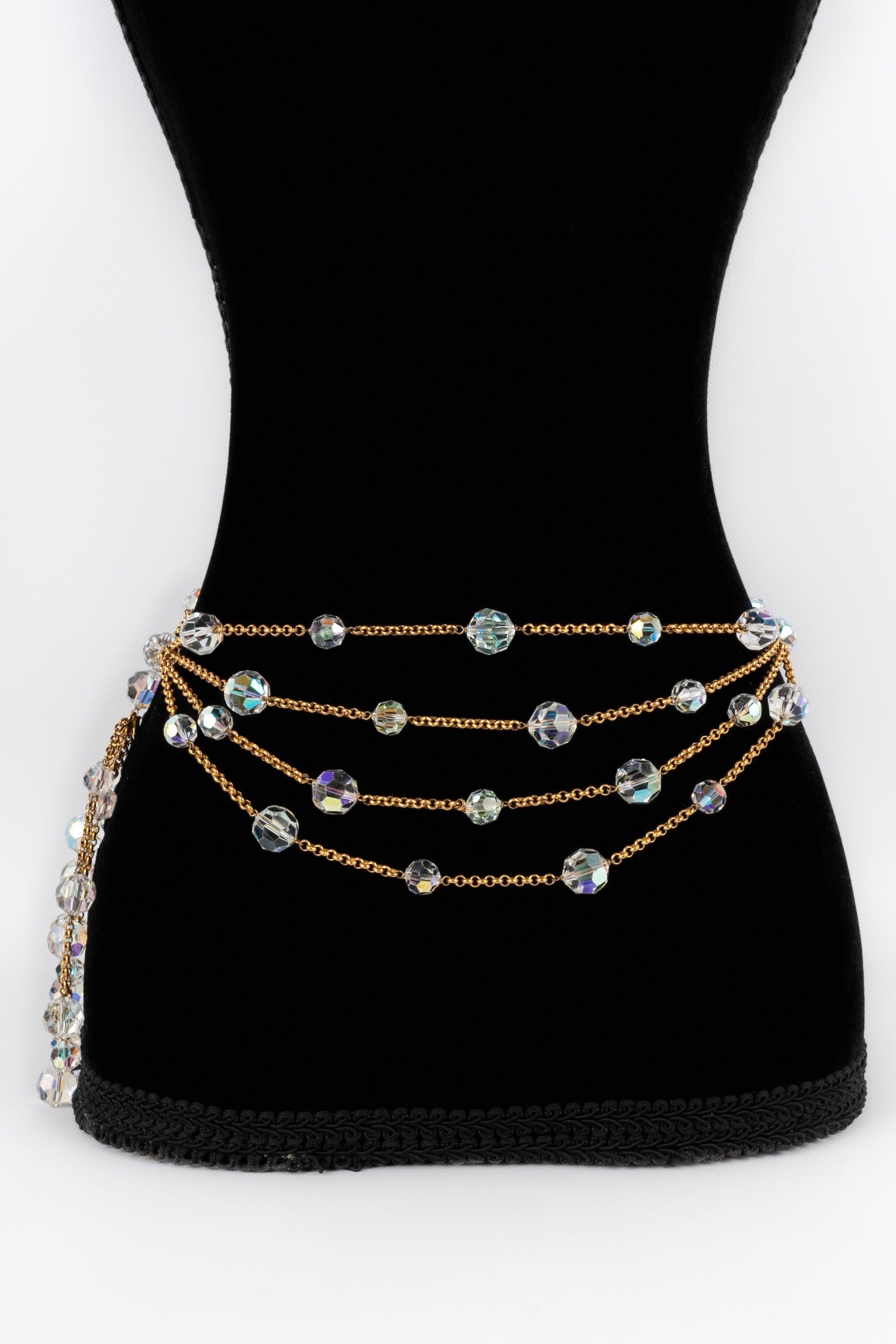 Chanel Golden Metal Belt with Faceted Pearls, 1992 For Sale 1