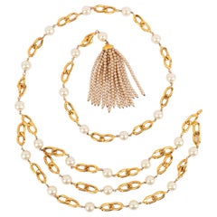 Chanel Golden Metal Belt with Pearls