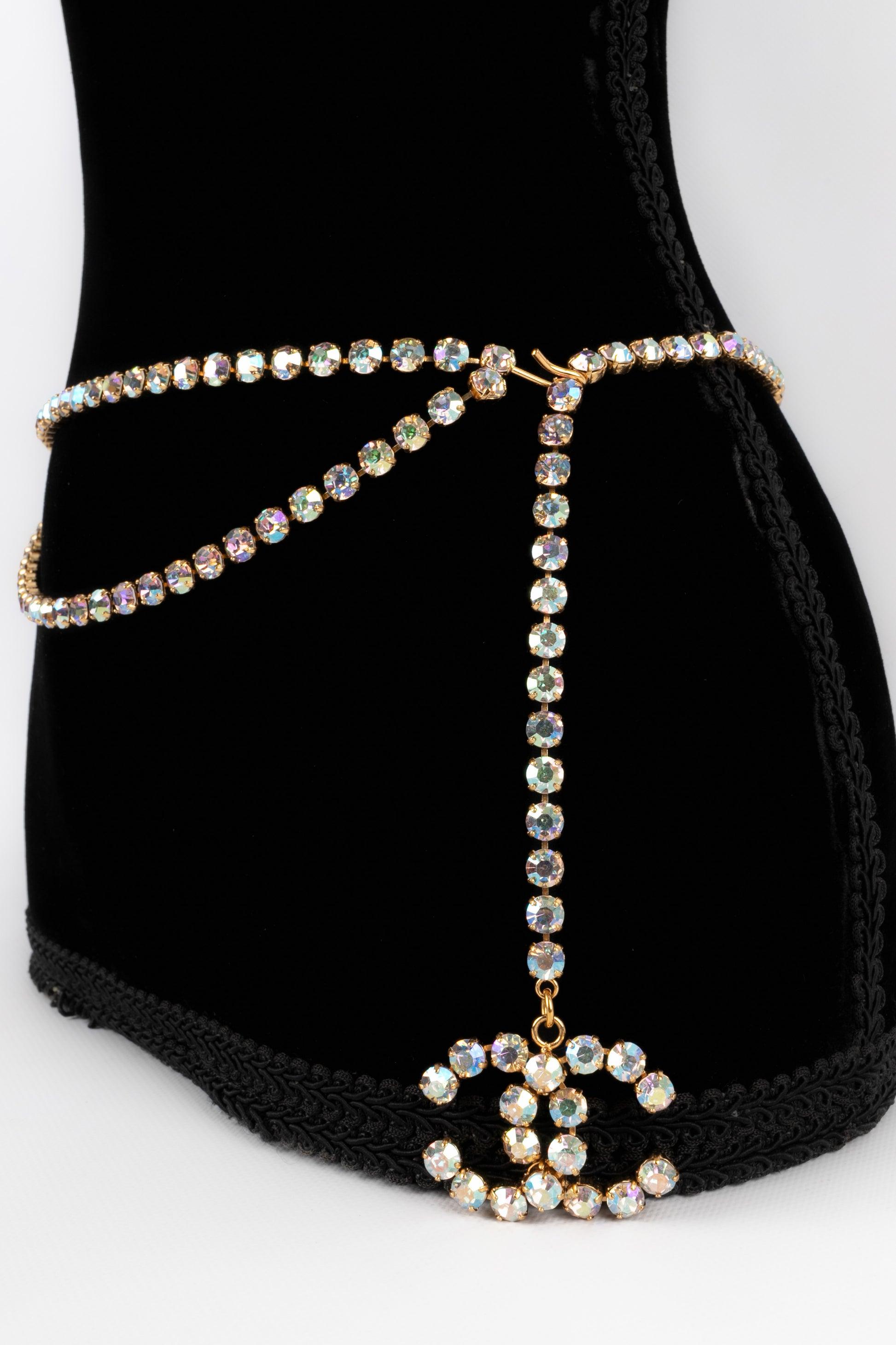 Women's Chanel Golden Metal Belt with Rhinestones, 1995 For Sale