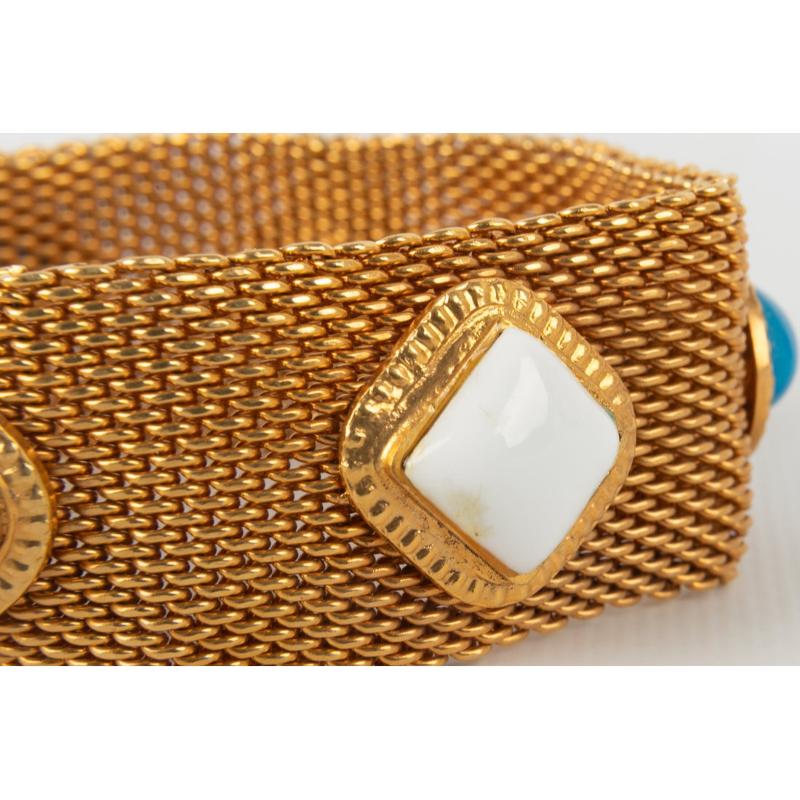 Chanel Golden Metal Bracelet with Glass Paste, 1997 In Excellent Condition For Sale In SAINT-OUEN-SUR-SEINE, FR
