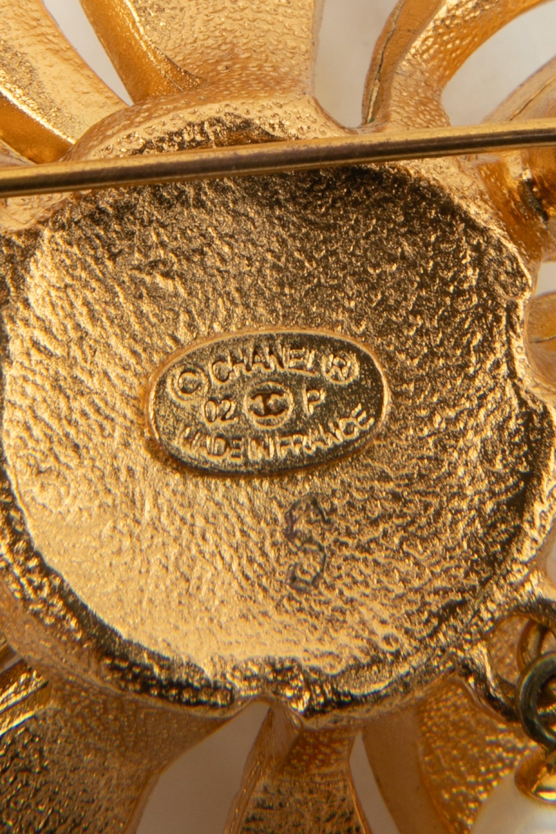Women's Chanel Golden Metal Brooch Ornamented With Swarovski Rhinestones, 2002 