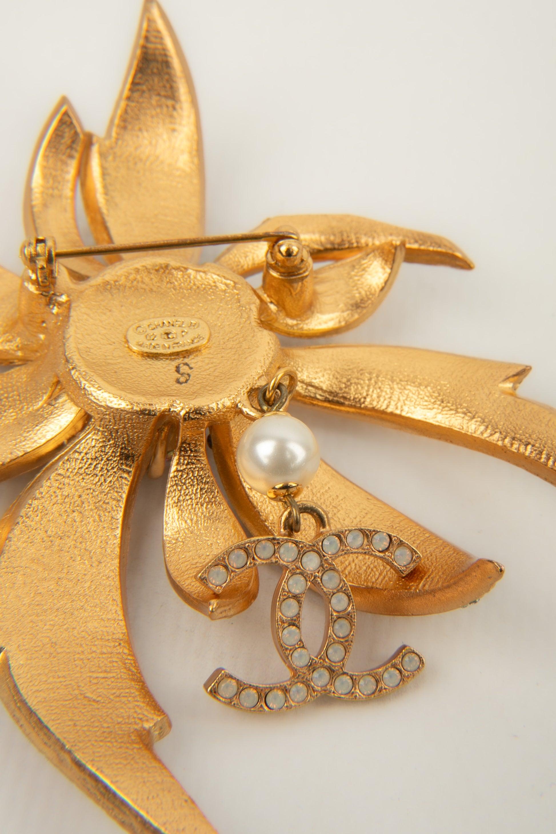 Chanel Golden Metal Brooch Ornamented With Swarovski Rhinestones, 2002  1