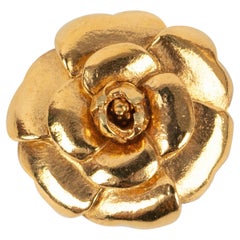 Vintage Chanel Golden Metal Camellia Brooch