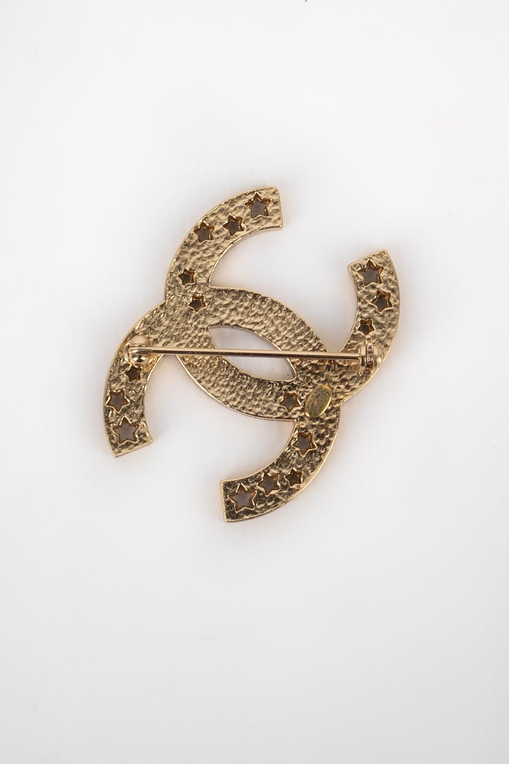 Women's Chanel Golden Metal CC Brooch with Openwork Stars, 2004