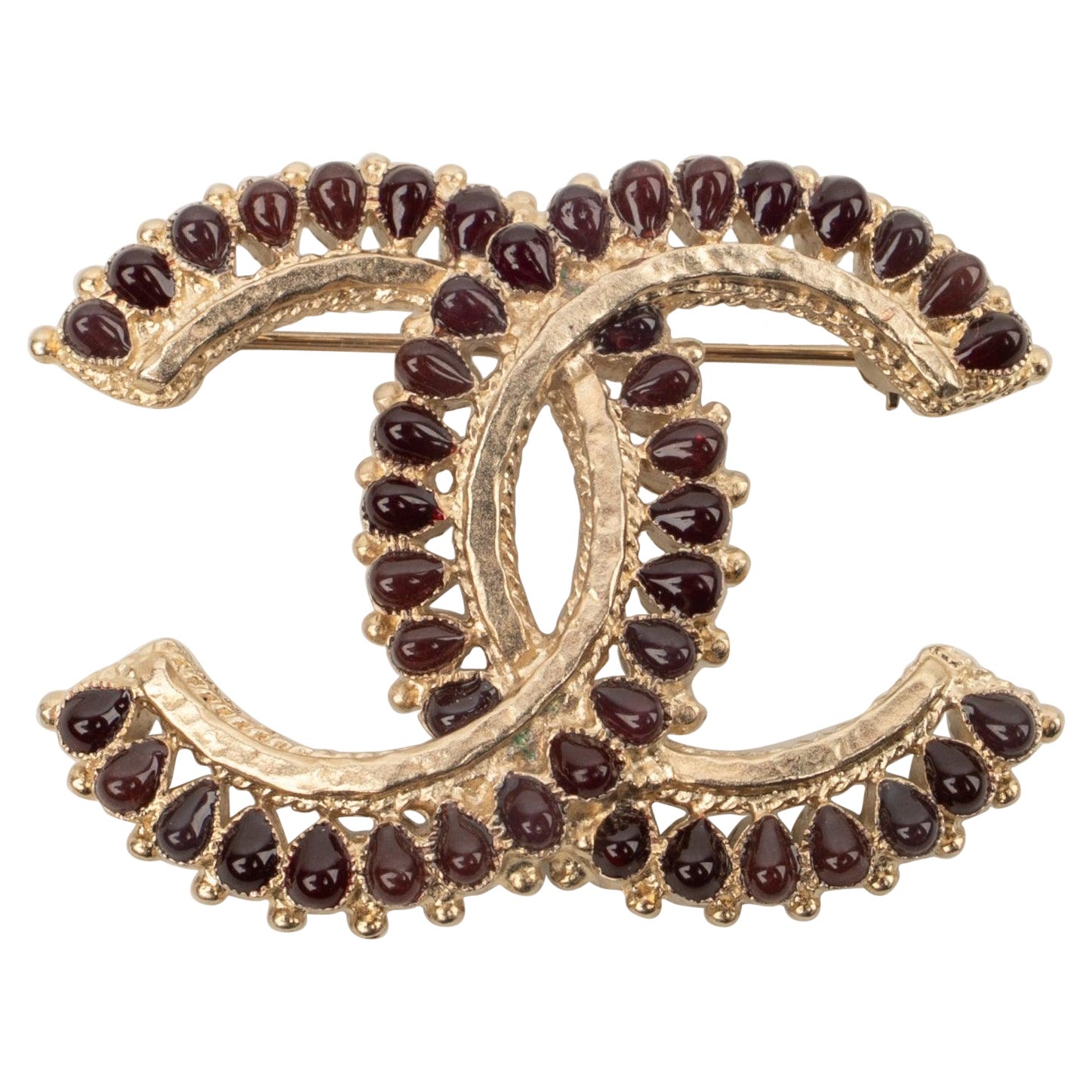 Chanel Golden Metal CC Brooch with Resin, 2014