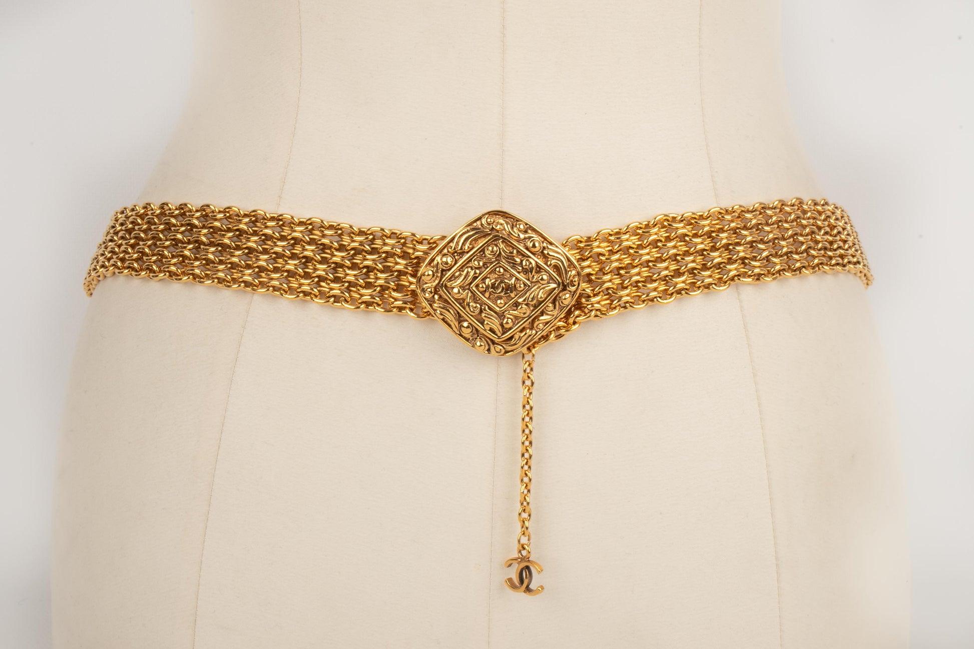 Brown Chanel Golden Metal Chain Belt, 1980s For Sale