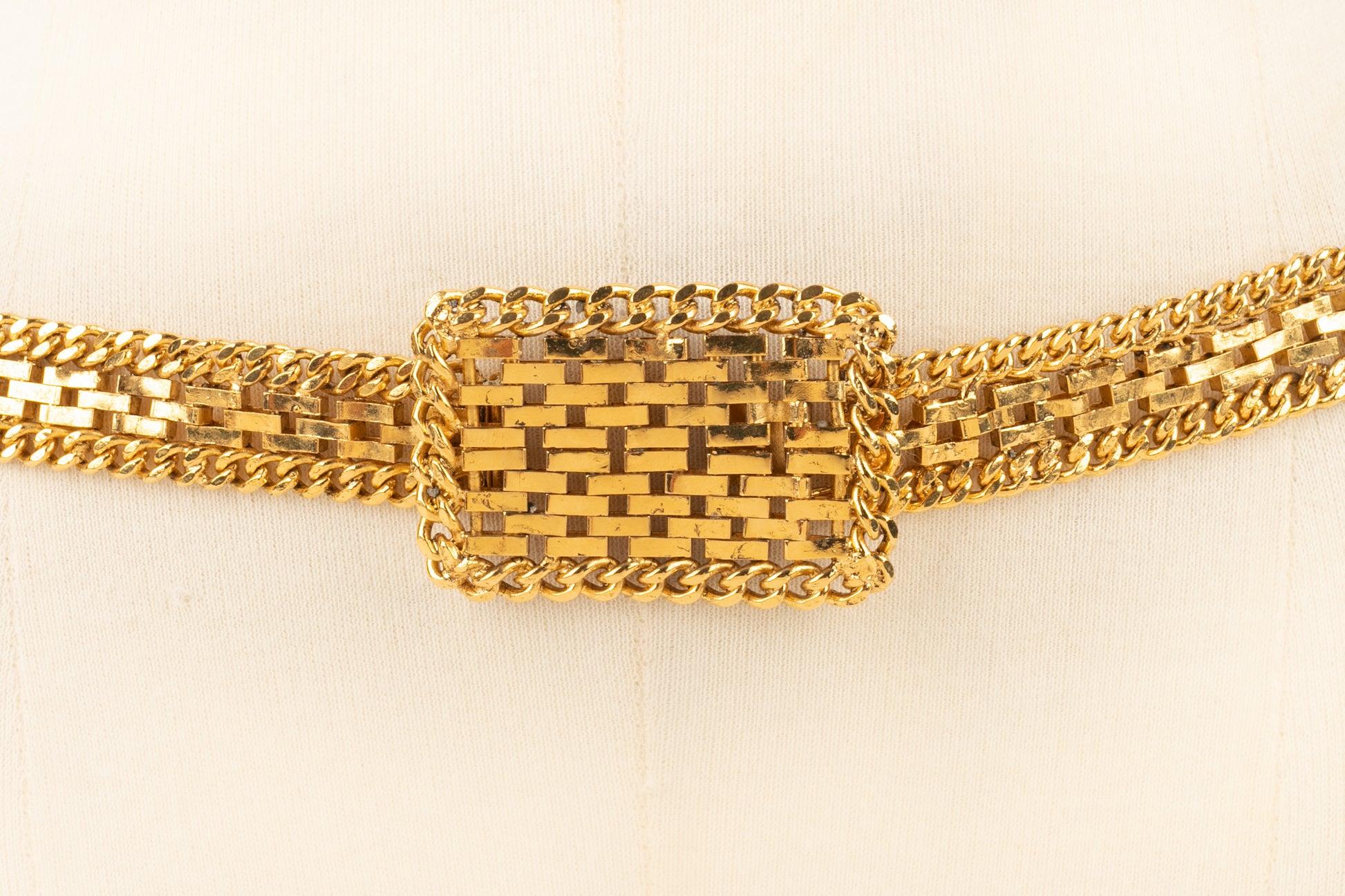 Brown Chanel Golden Metal Chain Belt Haute Couture Coco Era For Sale
