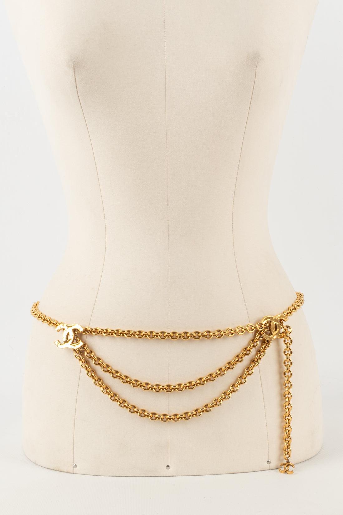 Women's Chanel Golden Metal Chain Belt with a CC Logo, 1980s