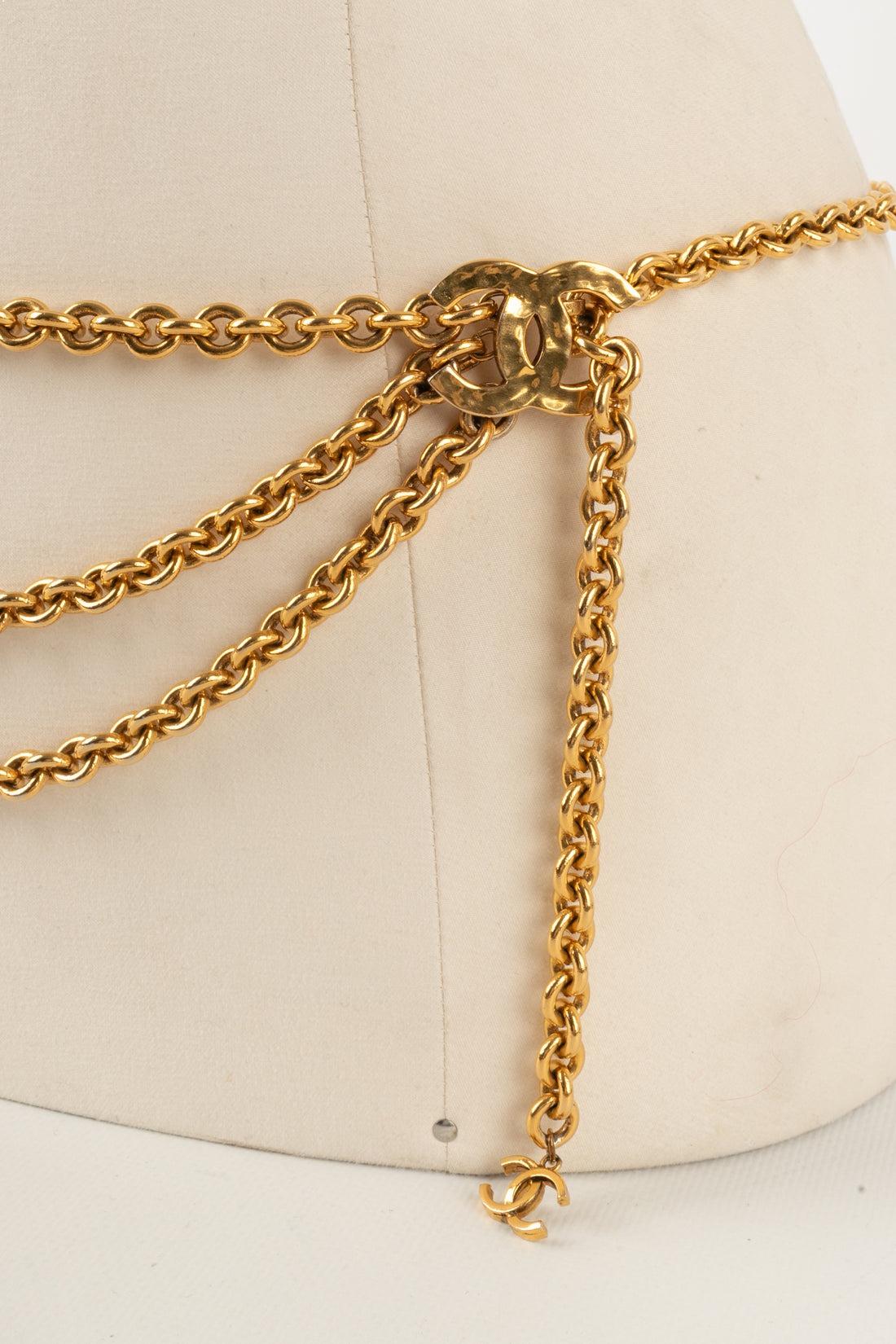 Chanel Golden Metal Chain Belt with a CC Logo, 1980s 1
