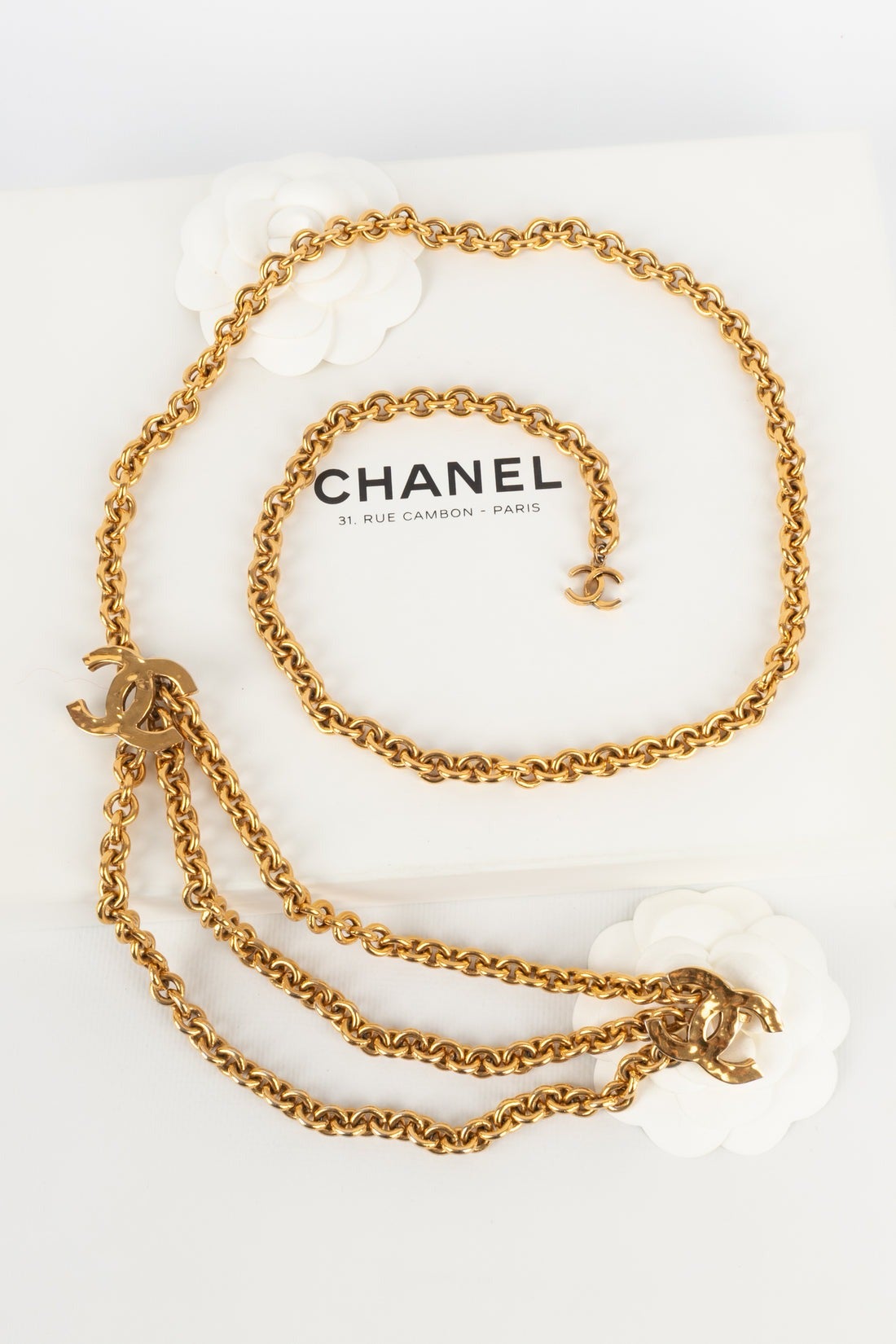 Chanel Golden Metal Chain Belt with a CC Logo, 1980s 5