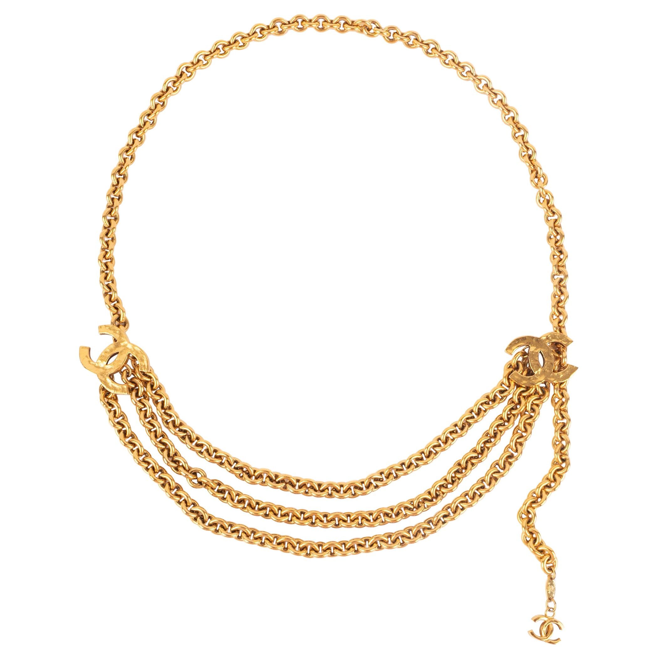 Chanel Golden Metal Chain Belt with CC Logo, 1984