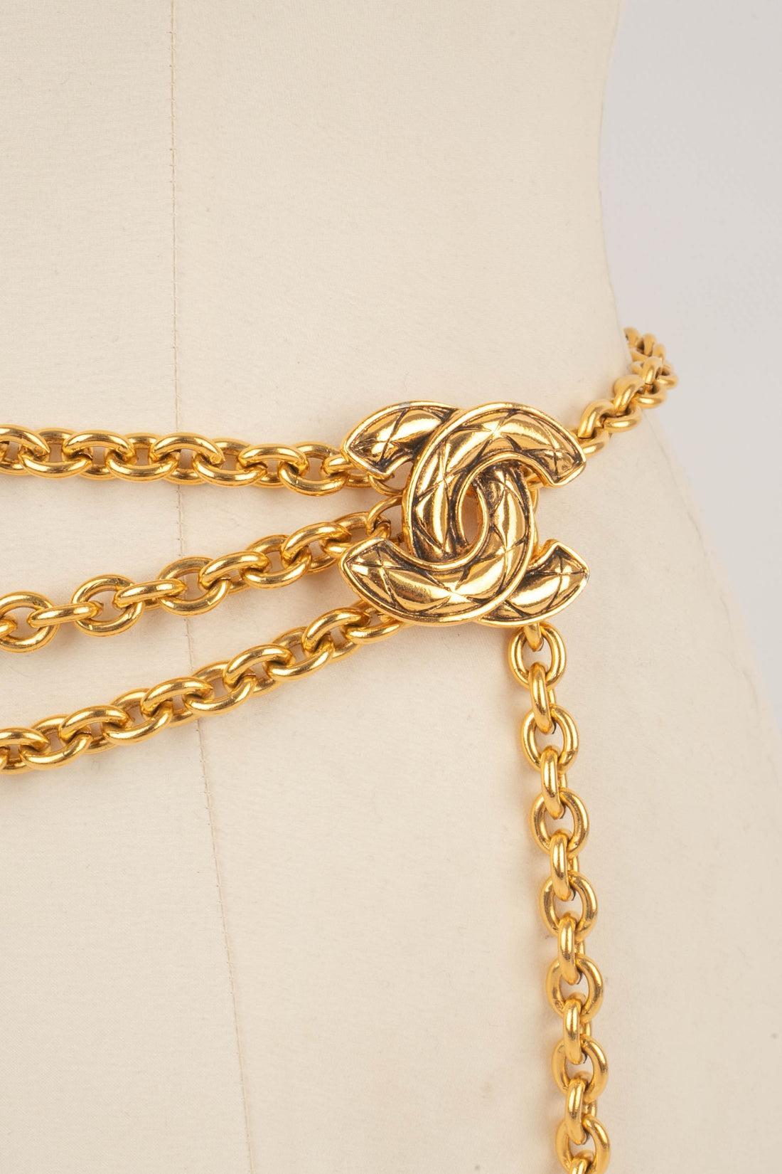 Beige Chanel Golden Metal Chain CC Belt, 1980s