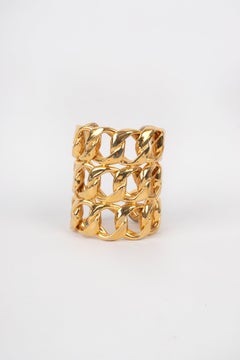 Chanel Golden Metal Chain Cuff Bracelet, 2cc3