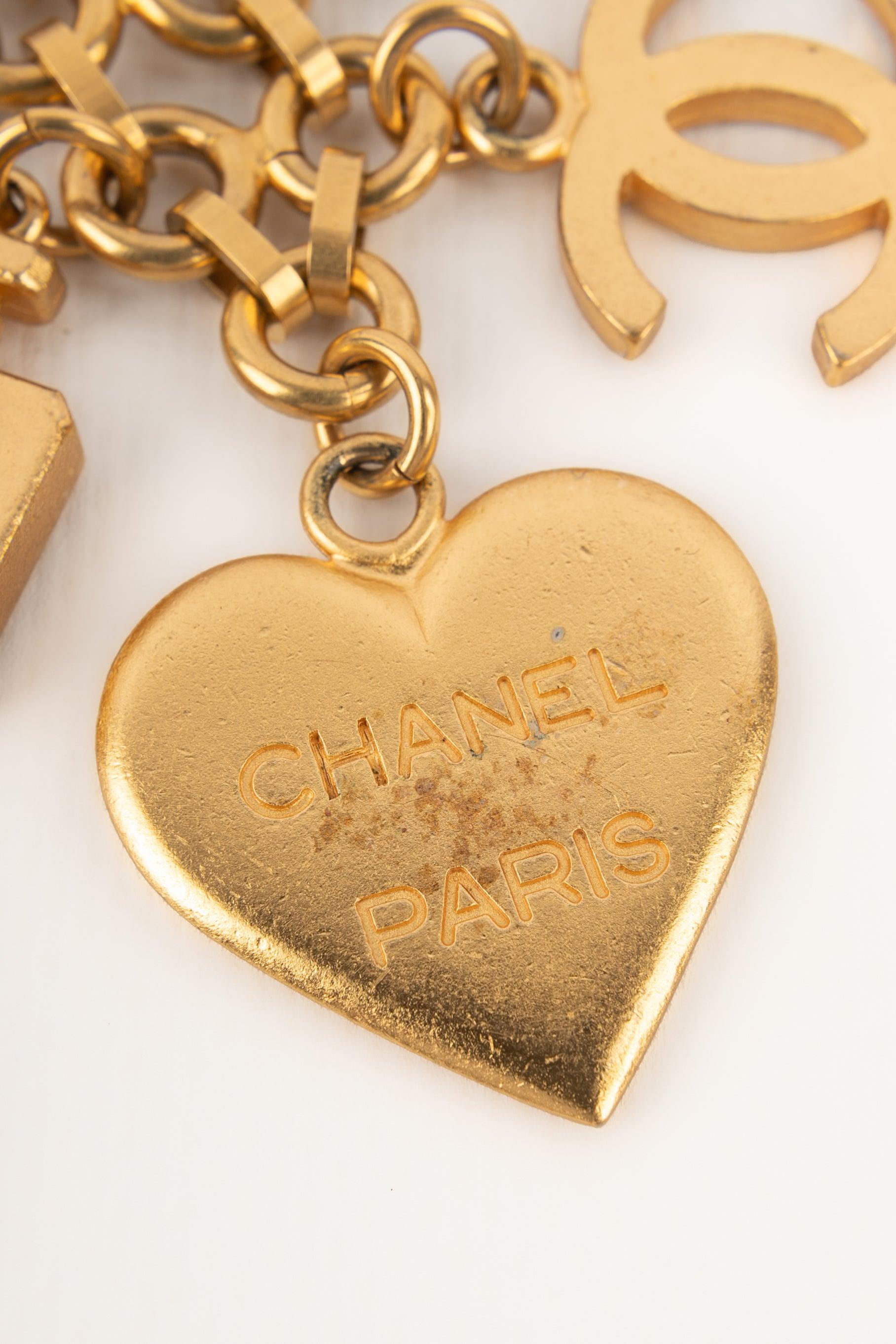 Chanel Golden Metal Chain Label with Charms, 1995 1