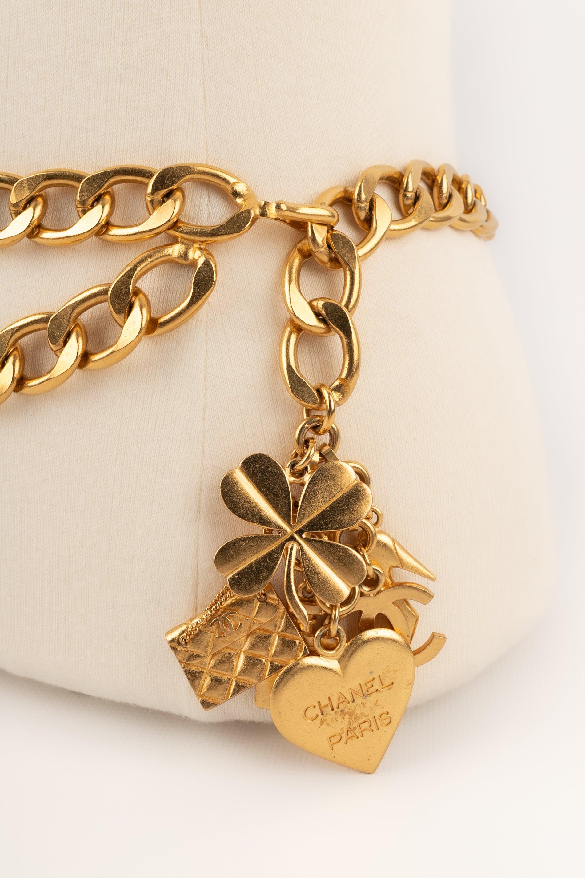 Chanel Golden Metal Chain Label with Charms, 1995 2