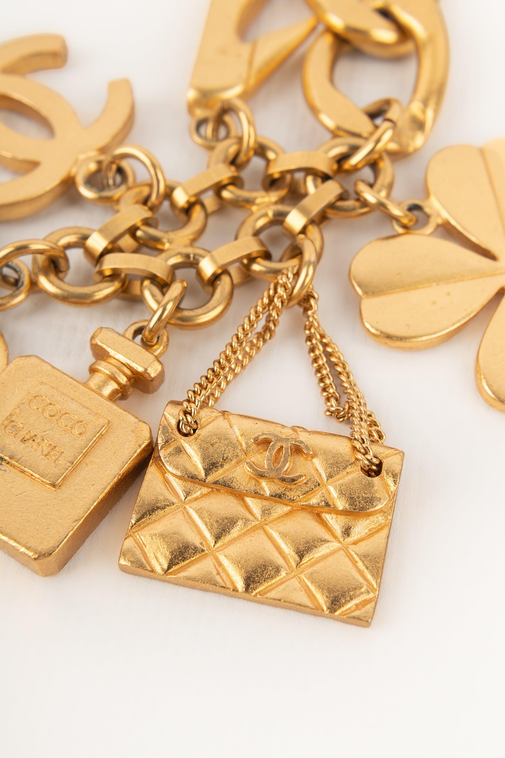 Chanel Golden Metal Chain Label with Charms, 1995 3