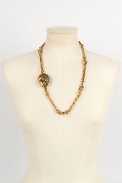 Chanel Golden Metal Chain Necklace with Lion Head Clasp
