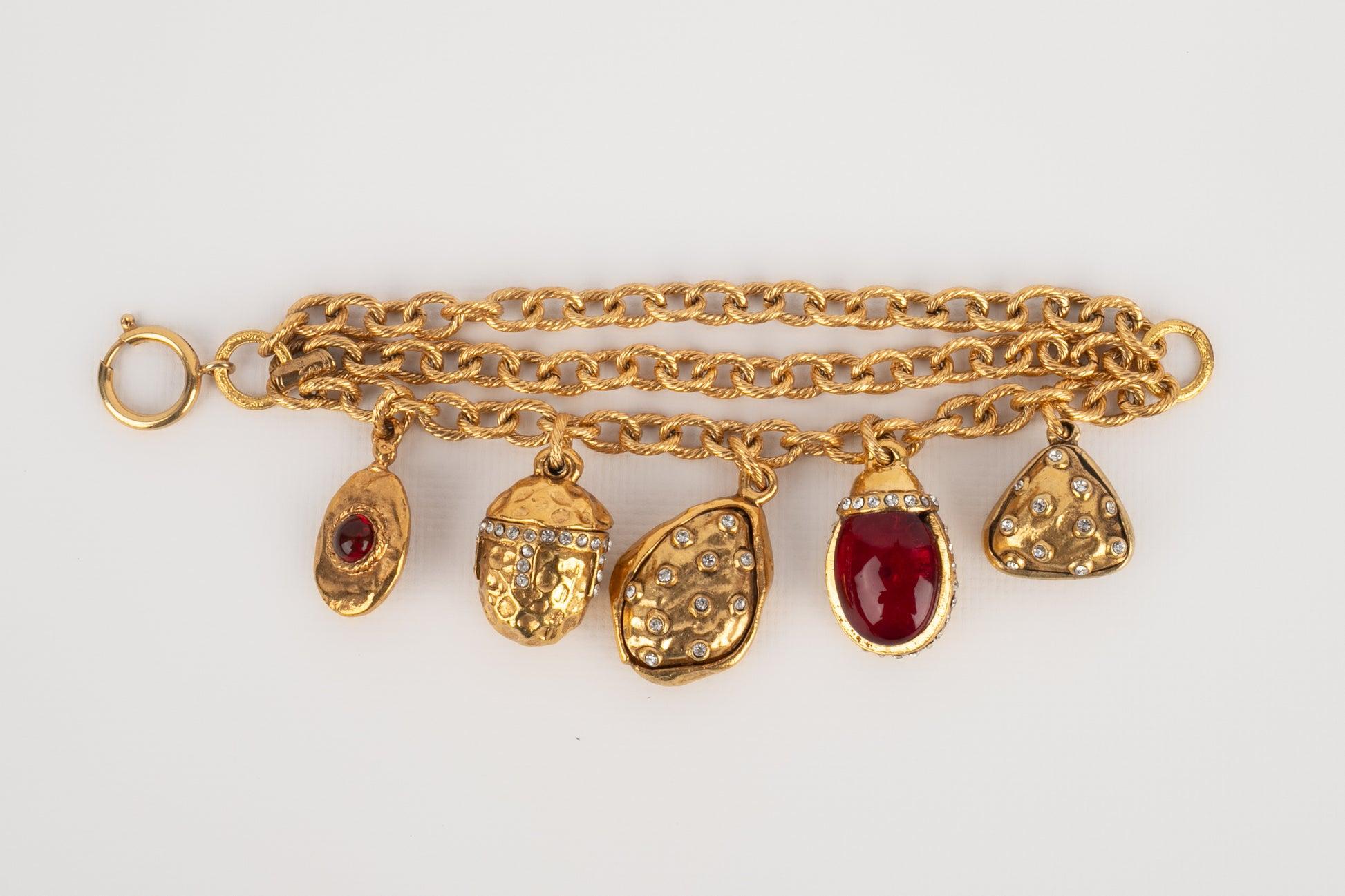 Women's Chanel Golden Metal Charm Bracelet, 1980s For Sale