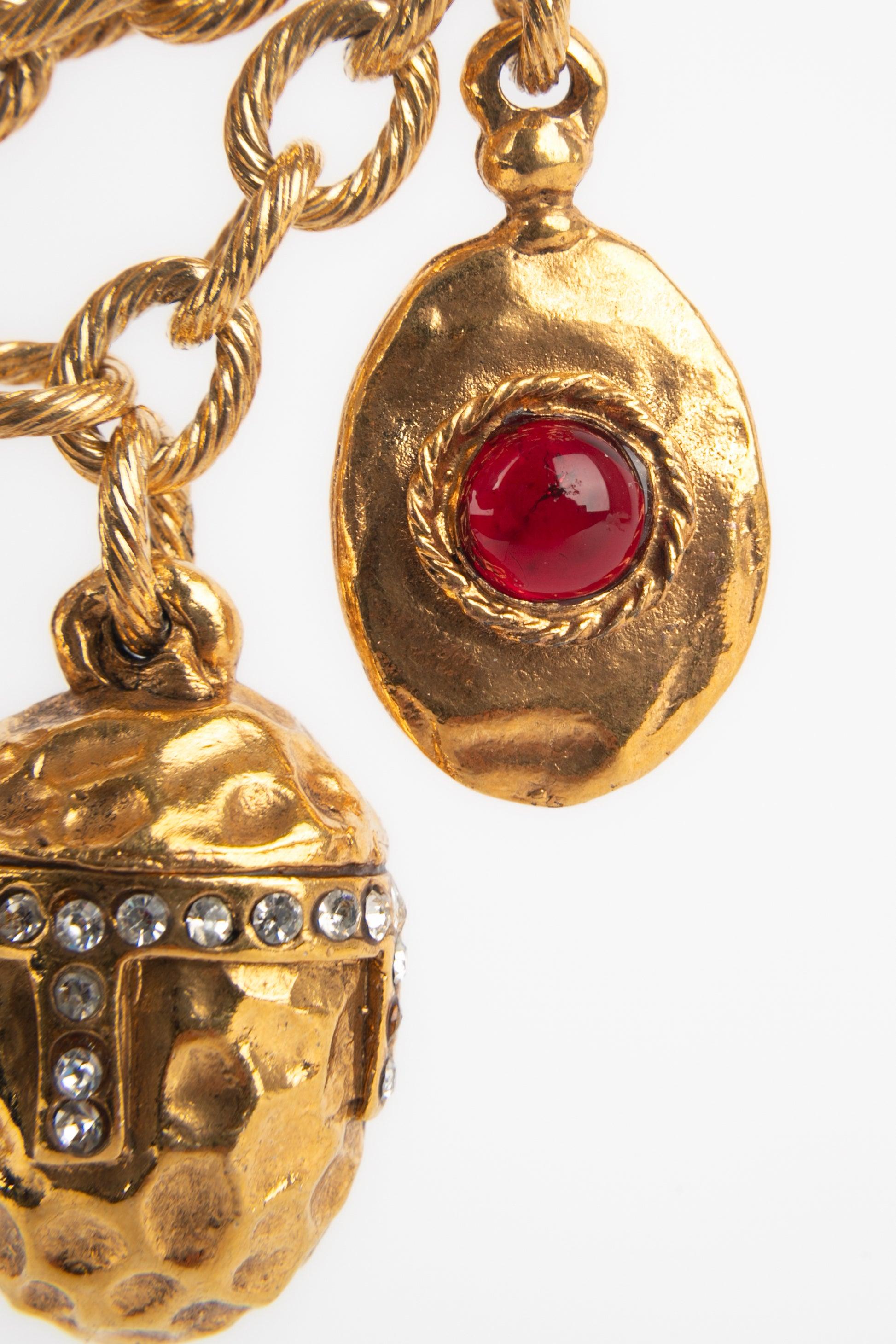 Chanel Golden Metal Charm Bracelet, 1980s For Sale 3