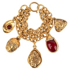 Chanel Golden Metal Charm Bracelet, 1980s