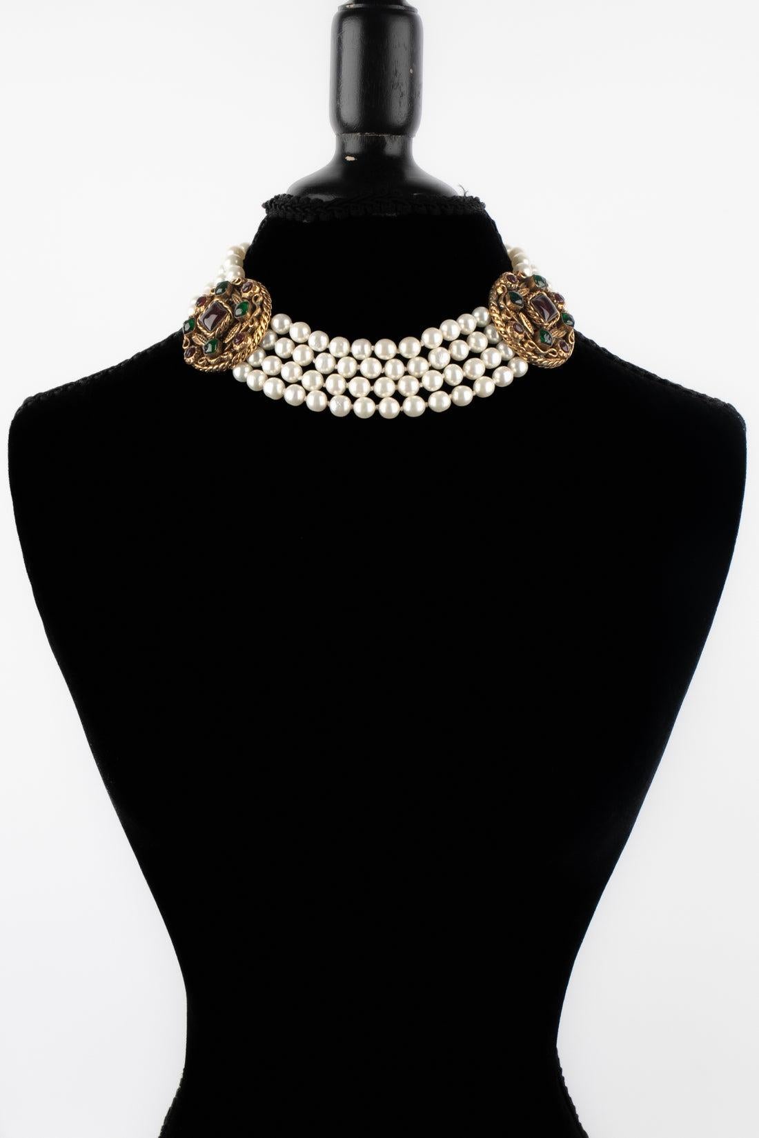 Chanel Golden Metal Choker Necklace, 1984 In Excellent Condition In SAINT-OUEN-SUR-SEINE, FR