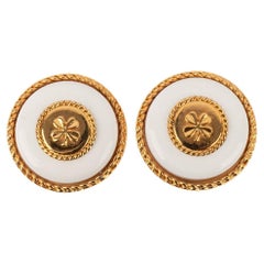 Chanel Golden Metal Clip-on Clover Earrings, 1980s