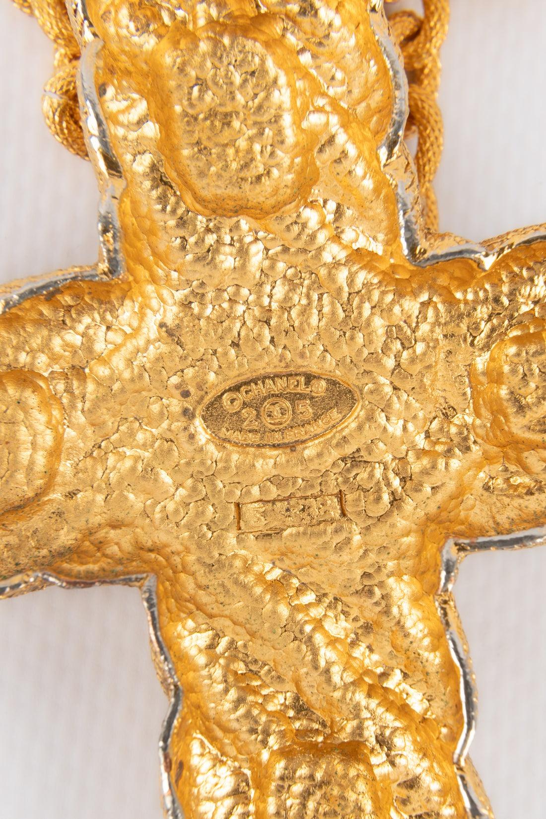 Chanel Golden Metal Cross Necklace 7