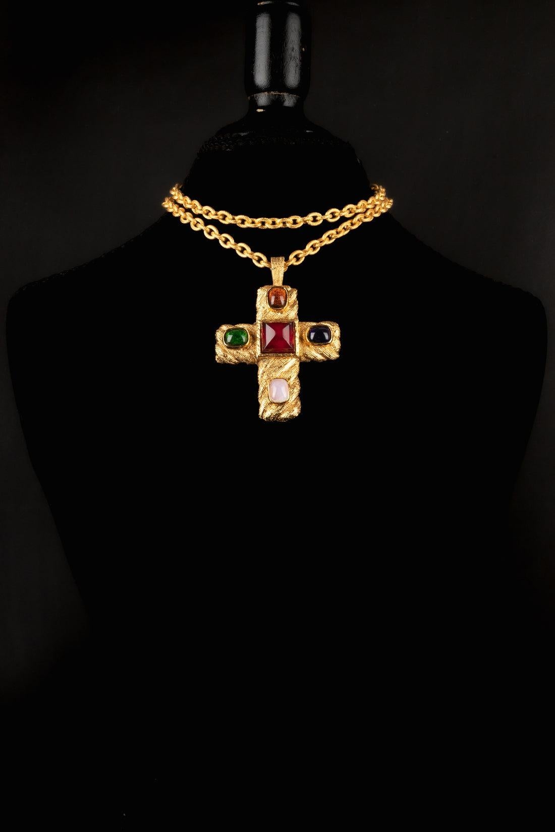 Women's Chanel Golden Metal Cross Necklace