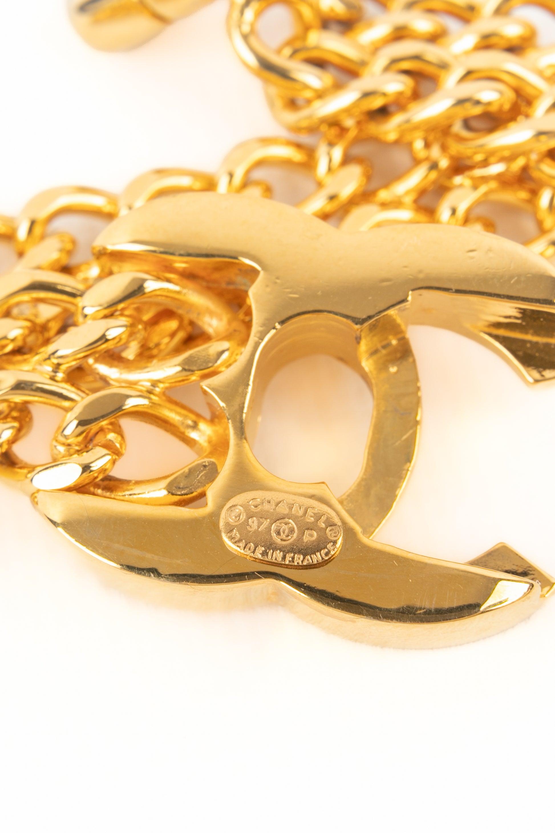 Chanel Golden Metal Double Chain Turnlock Bracelet, 1997 1