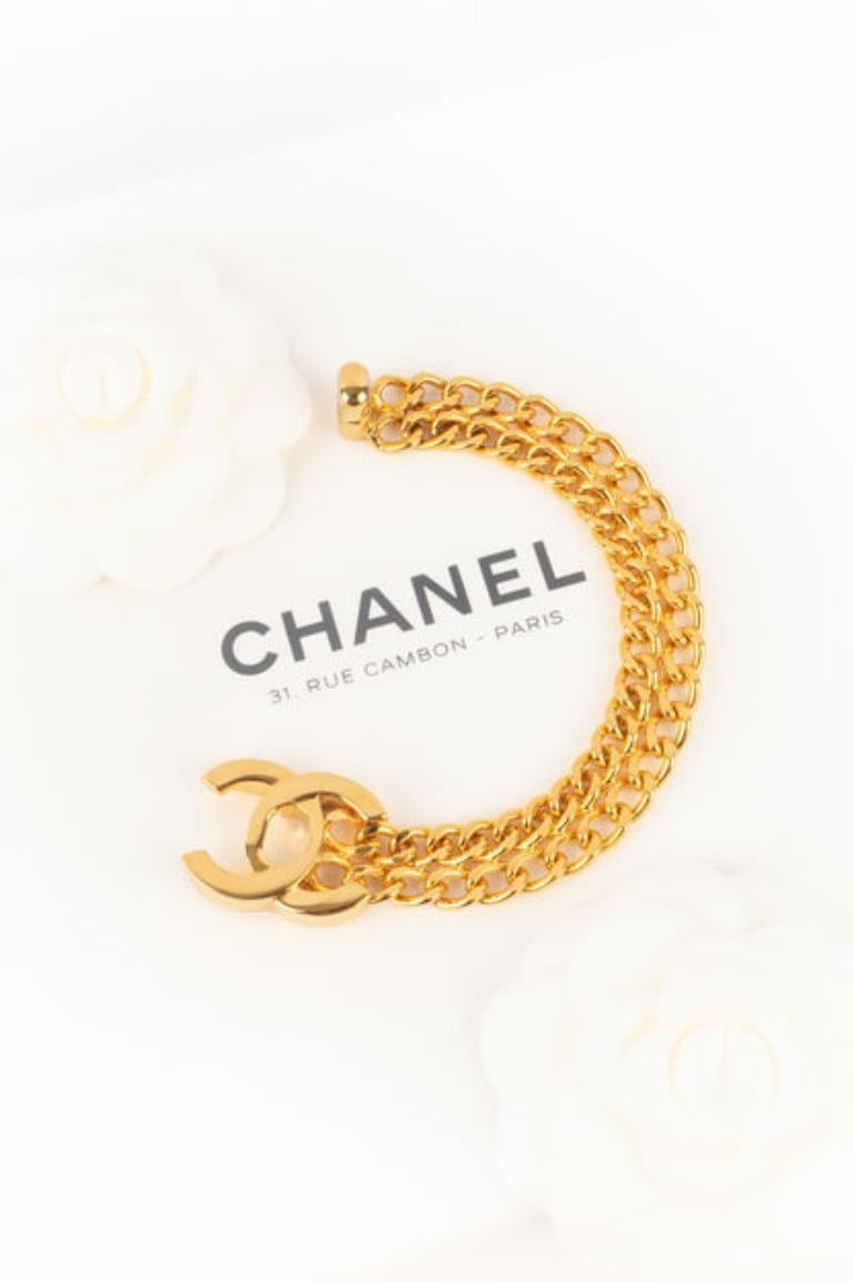 Chanel Golden Metal Double Chain Turnlock Bracelet, 1997 3