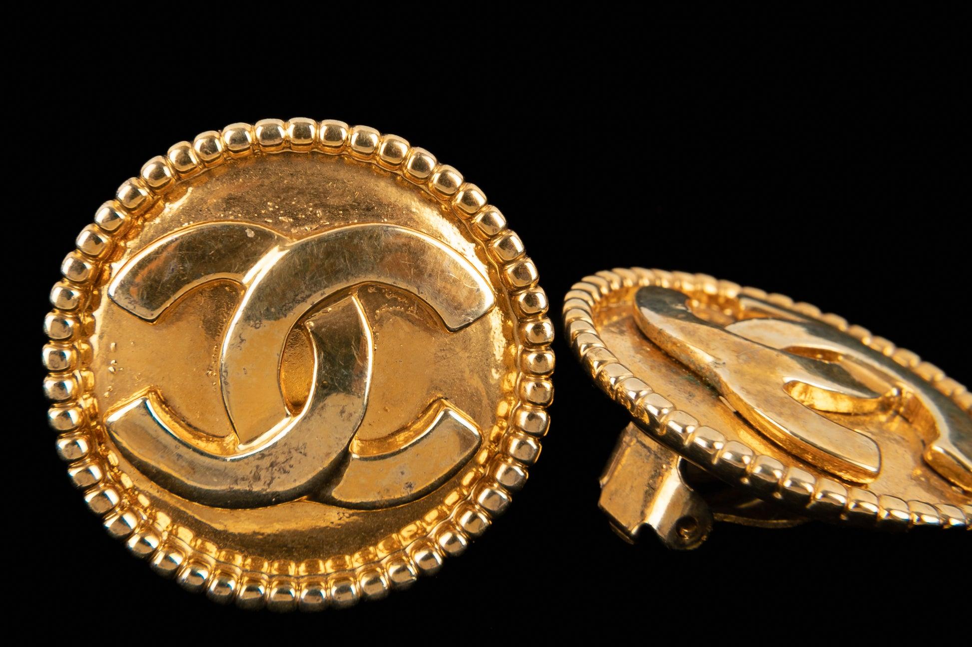Women's Chanel Golden Metal Earrings, 1996