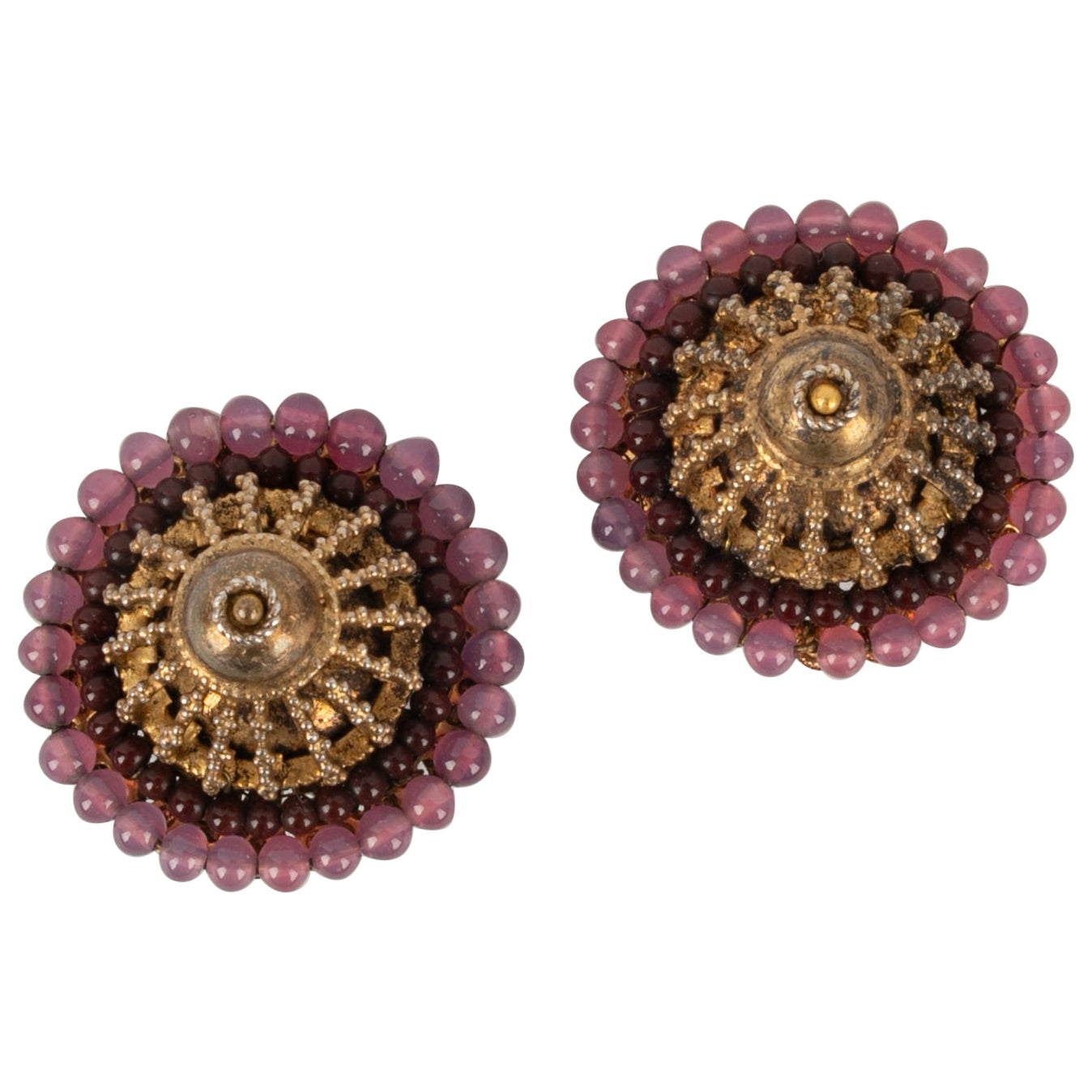 Orecchini in metallo dorato Chanel by Rousselet in vendita