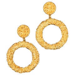 Chanel Golden Metal Large Hoop Style Earrings, 1993 Chanel Golden Metal Large Hoop Style Earrings, 1993