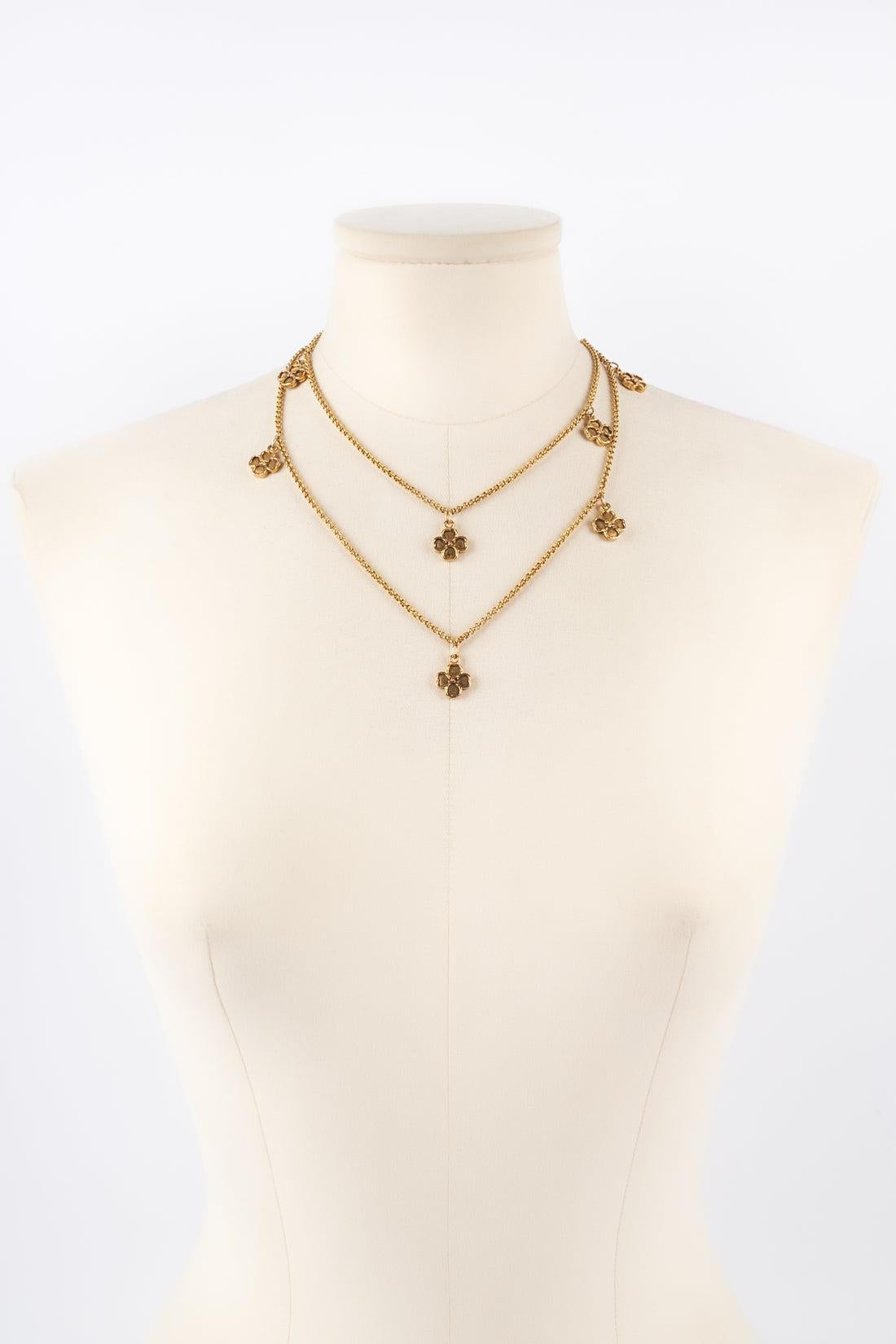 Chanel Golden Metal Long Clover Necklace, 1984 In Excellent Condition In SAINT-OUEN-SUR-SEINE, FR