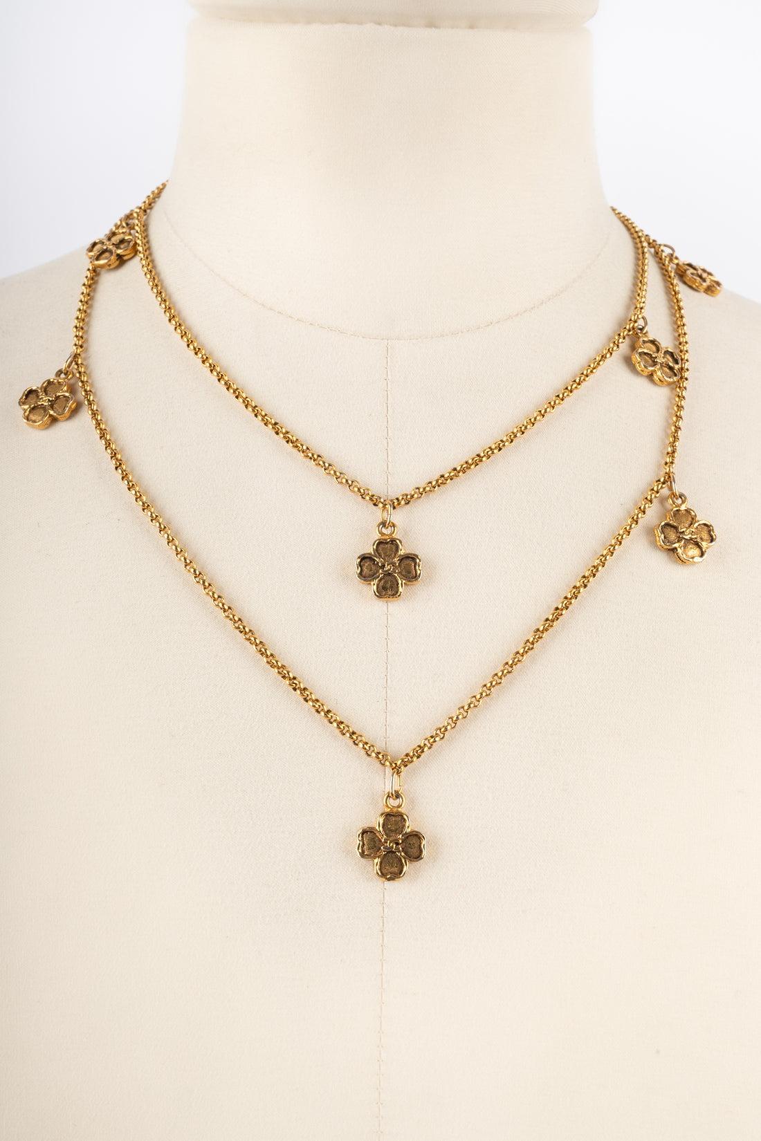 Women's Chanel Golden Metal Long Clover Necklace, 1984