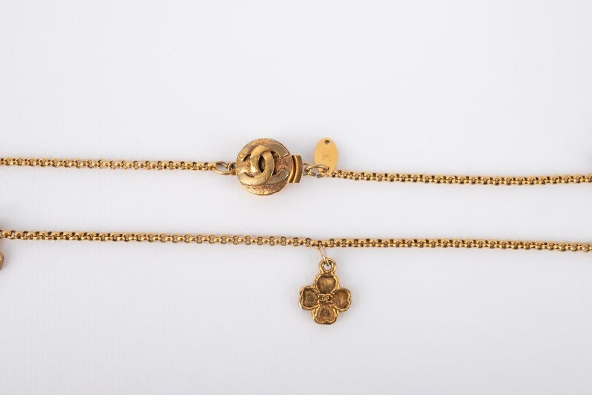 Chanel Golden Metal Long Clover Necklace, 1984 1