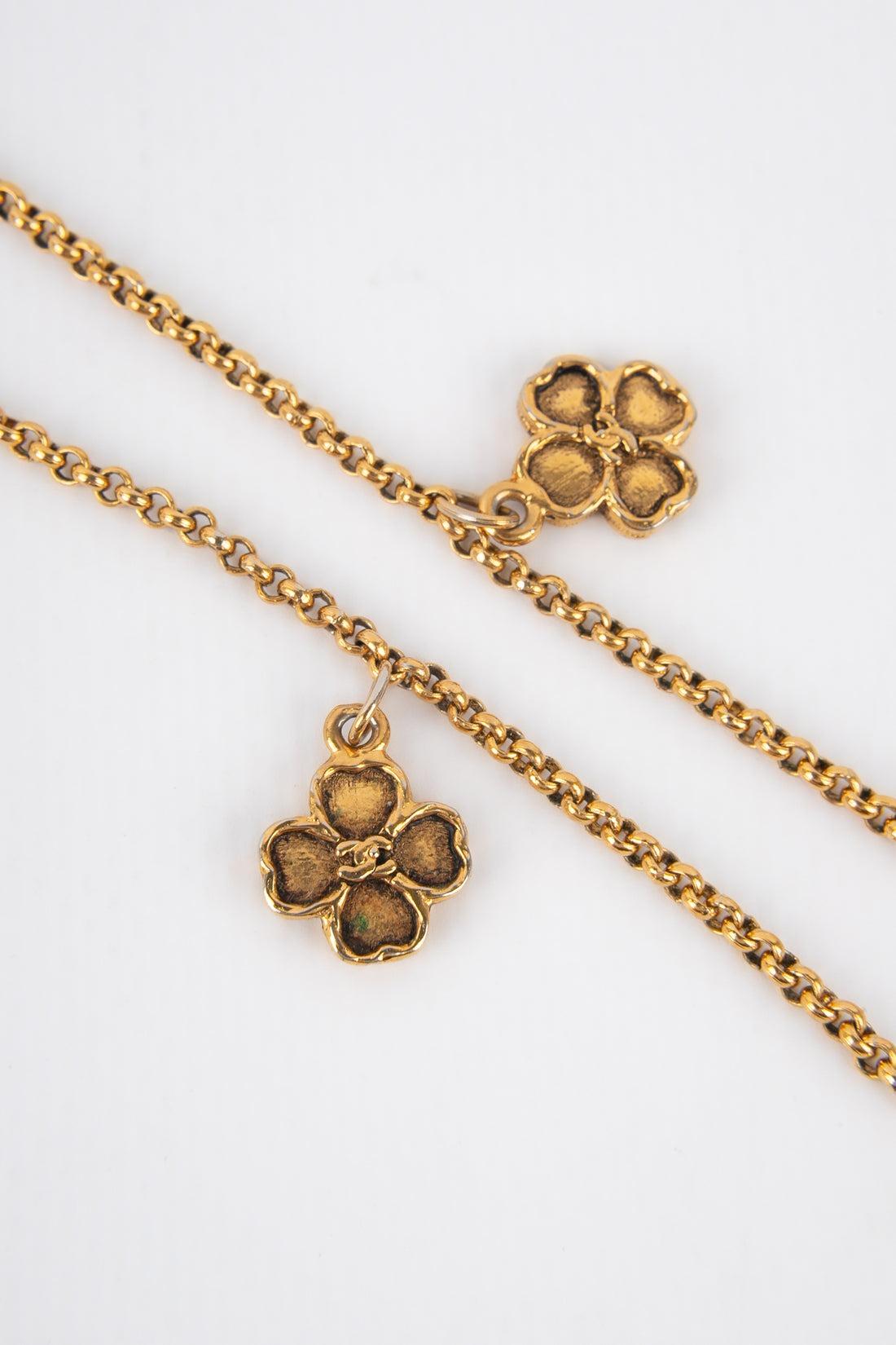 Chanel Golden Metal Long Clover Necklace, 1984 2