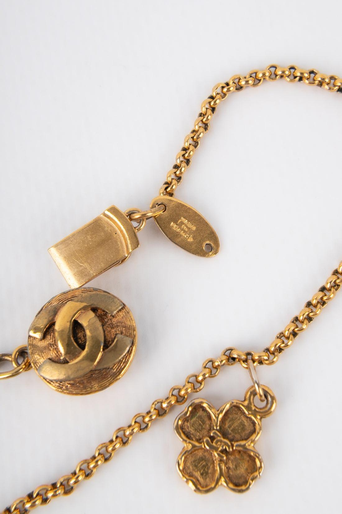 Chanel Golden Metal Long Clover Necklace, 1984 3