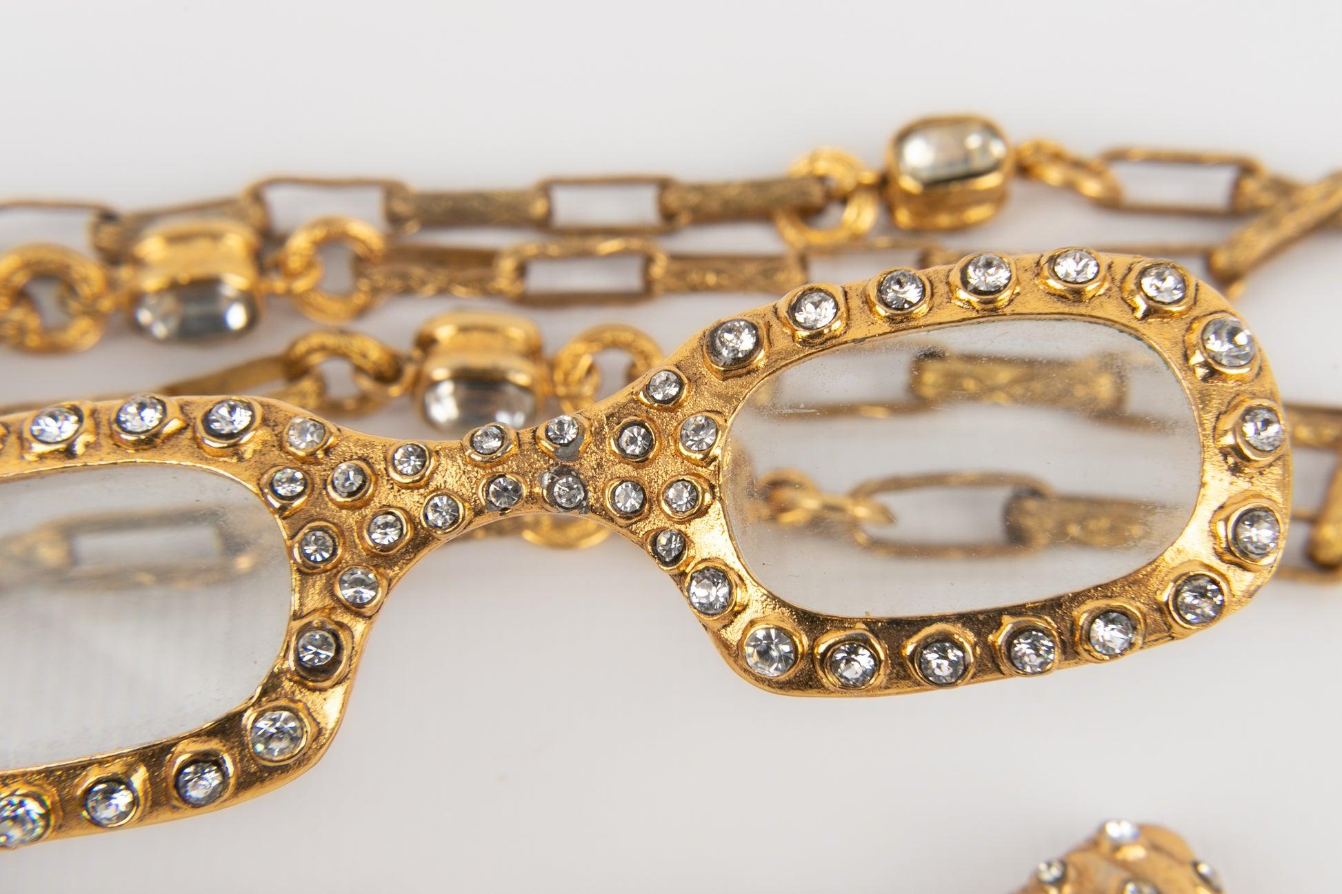 Chanel Golden Metal Magnifying Glass Necklace, 1980s 3
