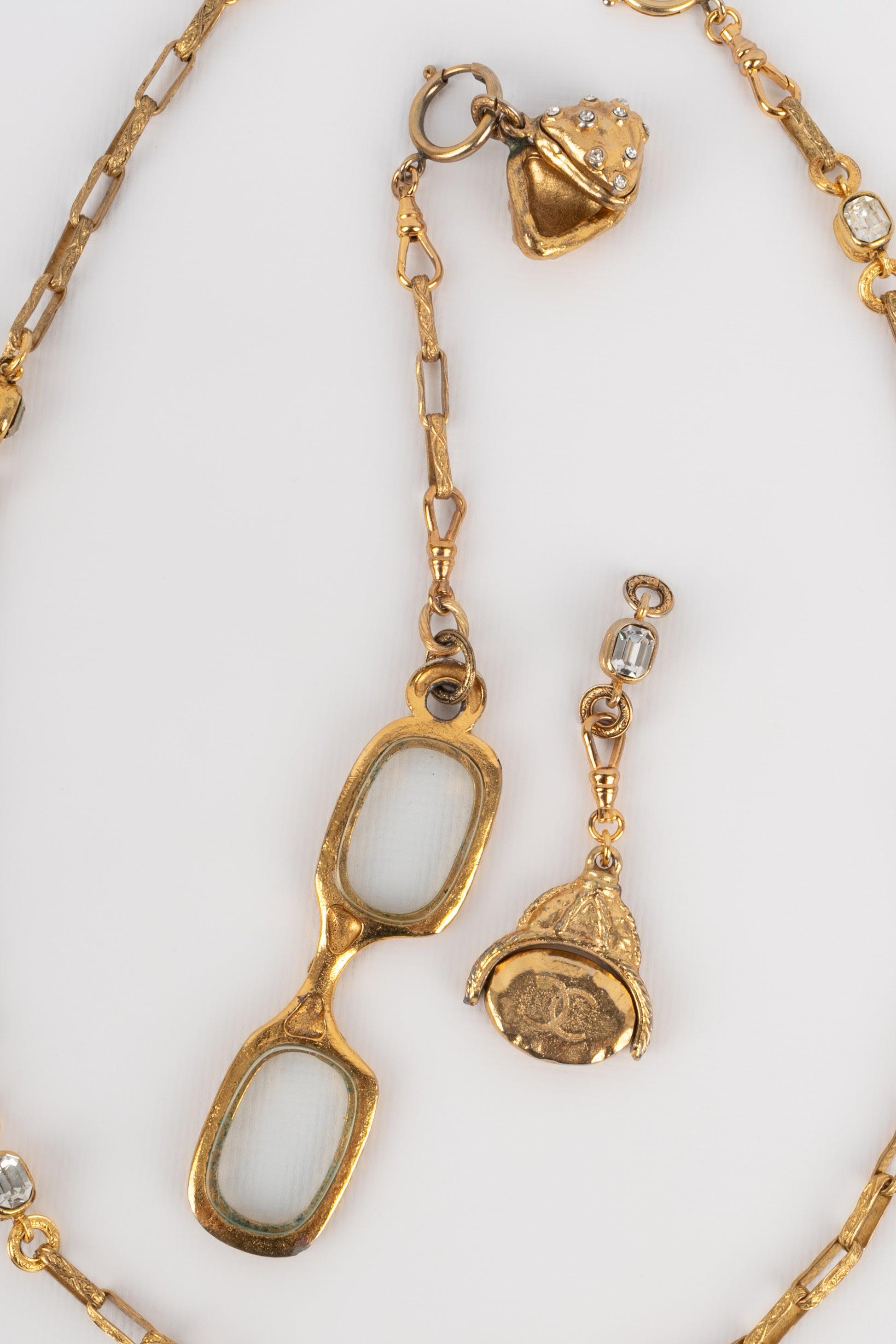 Chanel Golden Metal Magnifying Glass Necklace, 1980s 4
