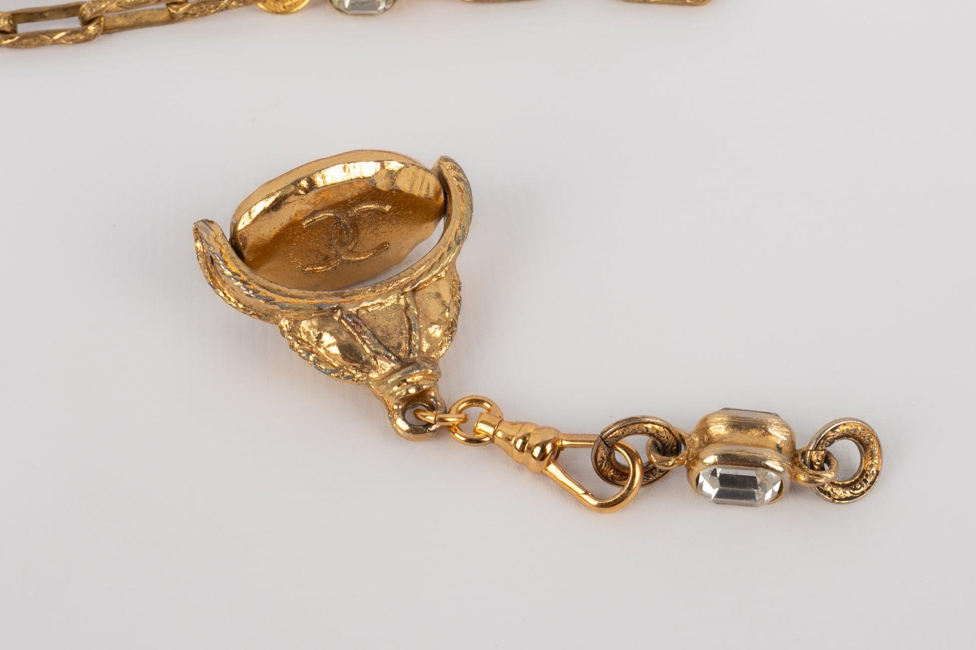 Chanel Golden Metal Magnifying Glass Necklace, 1980s 5