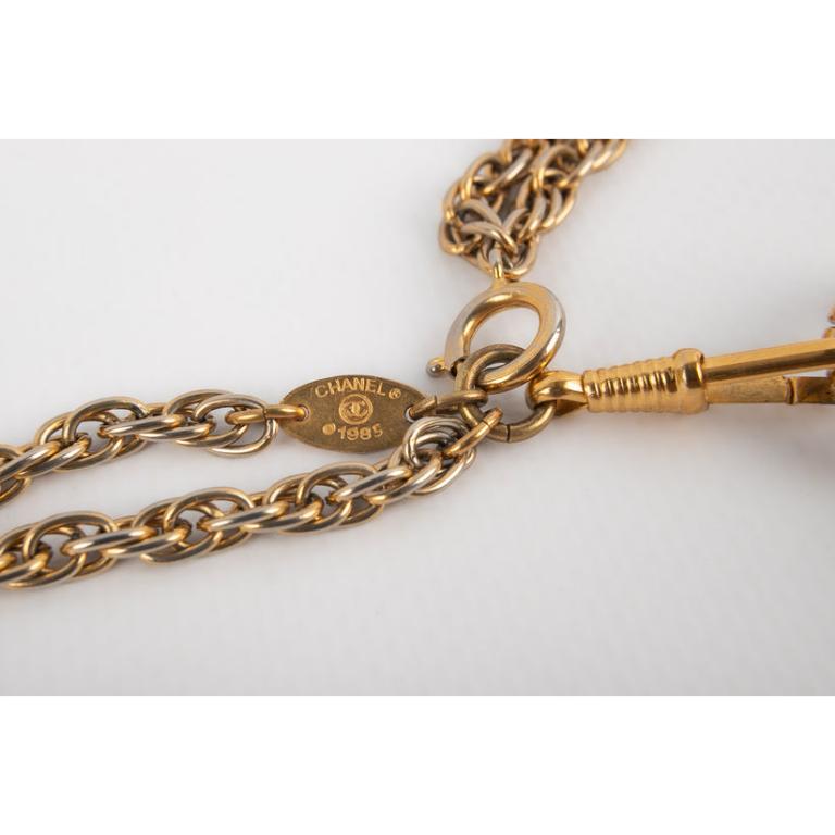 Chanel, collier en métal doré en verre grossissant, 1985 en vente 6